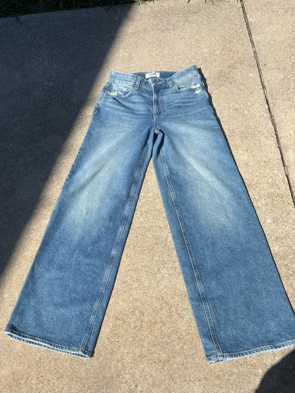 Paige Women's Wide Leg Blue Jeans